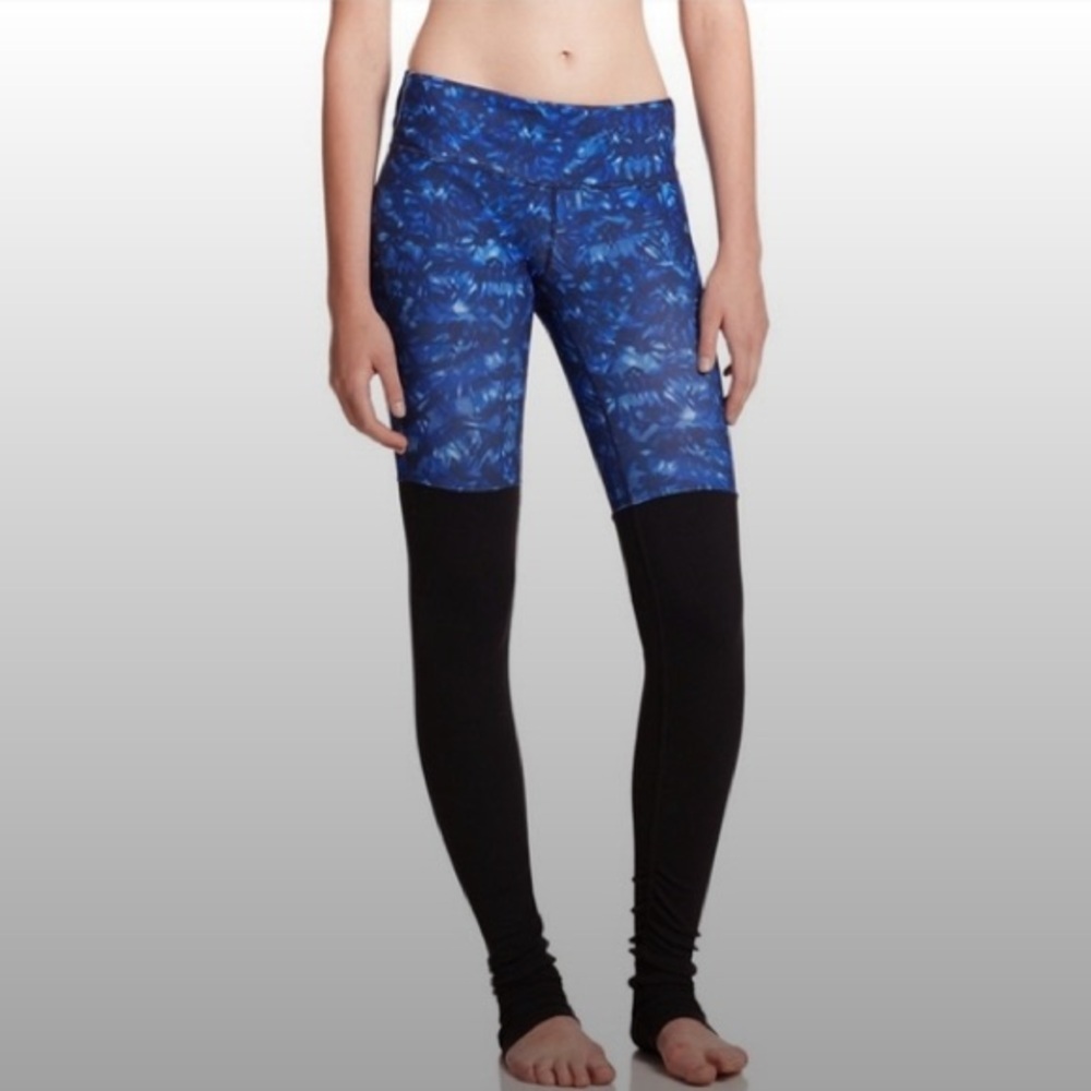 Alo Goddess Ribbed Leg Warmer Legging Blue Kaleidoscope Black Sz‎ XXS Yoga Pants